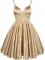 Champagne Elastic Woven Satin Lace Up Dama Dress for Quinceanera Sleeveless Knee Length Lace