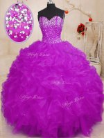 Organza Sleeveless Floor Length Quinceanera Gown and Beading