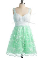 Apple Green Sleeveless Lace Knee Length Dama Dress for Quinceanera(SKU SWBD155-3BIZ)