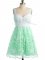 Apple Green Sleeveless Lace Knee Length Dama Dress for Quinceanera