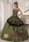 Sizewell East Anglia Wholesale Taffeta floor length Strapless Appliques beading Lace-up Olive Green Quinceanera Dresses Party Style