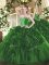 Floor Length Lace Up Quinceanera Gowns Dark Green for Military Ball and Sweet 16 and Quinceanera with Beading and Ruffles
