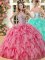 Beading and Ruffles Quinceanera Gowns Coral Red Lace Up Sleeveless Floor Length