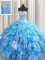 Sequins Visible Boning Floor Length Baby Blue Quinceanera Dress Sweetheart Sleeveless Lace Up