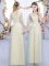 Decent Lace and Bowknot Quinceanera Court of Honor Dress Champagne Lace Up Sleeveless Floor Length