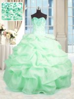 Extravagant Sleeveless Lace Up Floor Length Beading and Ruffles Ball Gown Prom Dress
