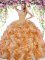 Pretty Sweetheart Sleeveless Quinceanera Gowns Floor Length Beading and Ruffles Multi-color Organza