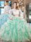 Apple Green Vestidos de Quinceanera Military Ball and Sweet 16 and Quinceanera with Beading and Lace and Ruffles Scoop Long Sleeves Zipper