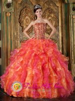Segovia Spain The Brand New Style Beading and Ruffles Decorate Bodice Multi-Color Quinceanera Dress For Winter Strapless The Brand New Style Organza Ball Gown