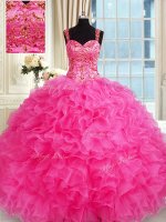 Exquisite Sleeveless Embroidery and Ruffles Lace Up 15 Quinceanera Dress