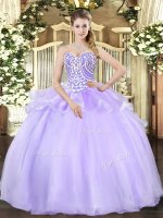 Fitting Lavender Sweetheart Lace Up Beading Sweet 16 Quinceanera Dress Sleeveless