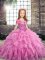 Sleeveless Beading and Ruffles Lace Up Little Girl Pageant Gowns