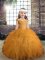 Graceful Gold Sleeveless Floor Length Beading and Ruffles Lace Up Little Girls Pageant Dress Wholesale