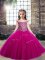 Superior Ball Gowns Kids Pageant Dress Fuchsia Off The Shoulder Tulle Sleeveless Floor Length Lace Up