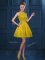 Gold Court Dresses for Sweet 16 Prom and Party with Lace and Ruffled Layers Scoop Sleeveless Zipper