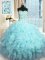 Captivating Beading and Ruffles and Sequins Sweet 16 Dress Baby Blue Lace Up Sleeveless Floor Length