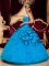 Sandpoint Idaho/ID Stylish Quinceanera Dress For Strapless Teal Taffeta and Tulle Lace and Appliques Ball Gown