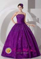 Orito colombia A-line For Strapless Lovely Purple Quinceanera Dress With Ruched and Beading