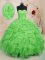 Sleeveless Lace Up Floor Length Beading and Ruffles and Hand Made Flower 15 Quinceanera Dress