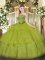 Exceptional Ball Gowns Vestidos de Quinceanera Olive Green Strapless Tulle Sleeveless Floor Length Lace Up