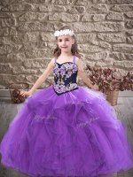 Perfect Tulle Straps Sleeveless Lace Up Embroidery and Ruffles Party Dress for Girls in Purple(SKU PAG1340-1BIZ)