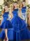 Royal Blue Tulle Lace Up Scoop Sleeveless Floor Length Sweet 16 Quinceanera Dress Ruffled Layers