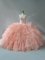 Custom Designed Peach 15 Quinceanera Dress Sweetheart Sleeveless Brush Train Lace Up
