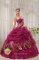 Popular Burgundy Bonner Springs Kansas/KS Quinceanera Dress For Military Ball Sweetheart Organza and Leopard or zebra Appliques Ball Gown