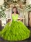 Green Sleeveless Ruffles Floor Length Little Girl Pageant Dress
