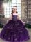Purple Ball Gowns Beading and Ruffles Little Girls Pageant Dress Wholesale Lace Up Tulle Sleeveless Floor Length