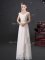 Custom Designed V-neck Cap Sleeves Dama Dress Floor Length Lace and Bowknot White Chiffon