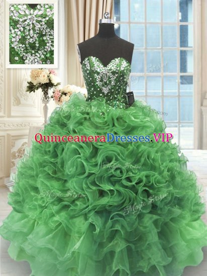 Sleeveless Lace Up Floor Length Beading and Ruffles Sweet 16 Dresses - Click Image to Close