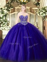 Captivating Floor Length Blue 15th Birthday Dress Tulle Sleeveless Beading(SKU SJQDDT1557002-3BIZ)