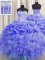Fancy Visible Boning Purple Sweetheart Neckline Beading and Ruffles and Pick Ups Quinceanera Gowns Sleeveless Lace Up