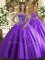 Lavender Lace Up Quinceanera Gown Beading and Appliques Sleeveless Floor Length