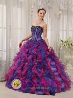 Gloucestershire Cotswolds Colorful Classical Quinceanera Dress With Appliques and Ball Gown Ruffles Layered(SKU QDZY353y-1BIZ)
