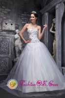 Beaded Decorate Bodice Tulle Sweet White Quinceanera Dama Dresses in Haslum Norway(SKU WDML019BIZ)