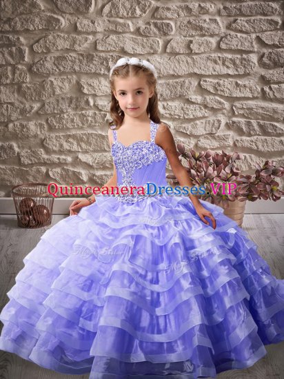 Low Price Straps Sleeveless Organza Little Girls Pageant Gowns Ruffled Layers Lace Up - Click Image to Close