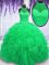 Decent High-neck Sleeveless Organza Sweet 16 Quinceanera Dress Beading and Ruffles Lace Up