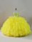Floor Length Yellow Quinceanera Gowns Organza Sleeveless Beading and Ruffles