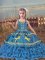 Amazing Blue Pageant Gowns For Girls Wedding Party with Beading and Embroidery and Ruffled Layers Straps Sleeveless Lace Up