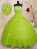 Delicate Floor Length Yellow Green Sweet 16 Dresses Strapless Sleeveless Lace Up(SKU PSSW0164-8BIZ)