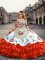Trendy Orange Red Lace Up Sweetheart Embroidery and Ruffled Layers Quinceanera Dresses Organza Sleeveless
