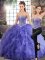 Graceful Lavender Two Pieces Beading and Ruffles Sweet 16 Dress Lace Up Tulle Sleeveless Floor Length