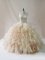 Champagne Ball Gowns Halter Top Sleeveless Organza Floor Length Lace Up Beading and Ruffles Sweet 16 Dresses