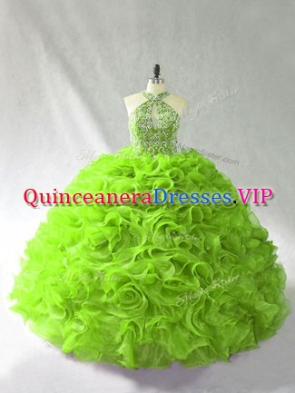 Lace Up Vestidos de Quinceanera Beading and Ruffles Sleeveless Floor Length