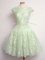 Spectacular Scalloped Cap Sleeves Lace Quinceanera Court of Honor Dress Lace Lace Up