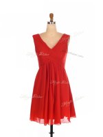 Sleeveless Mini Length Ruching Zipper Quinceanera Court Dresses with Red(SKU SWBD012BIZ)