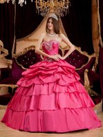 Tiffany & Co Knoxville Iowa/IA Stylish Pretty Hot Pink Appliques Quinceanera Dress With Ruffles Sweetheart Ball Gown Taffeta[QDZY154-GBIZ]