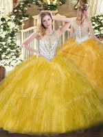 Gold Scoop Zipper Beading and Ruffles Sweet 16 Dress Sleeveless(SKU SJQDDT1316002BIZ)